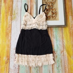 Dolce & Gabbana Black Silk Ruffle Mini Slip Dress